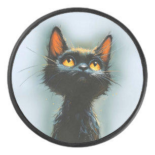 Disco De Hockey Gato negro encantado