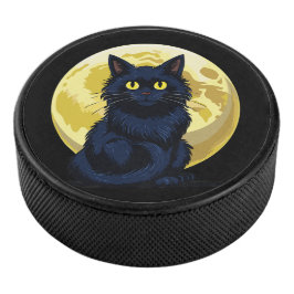 Disco De Hockey Gato negro enojado