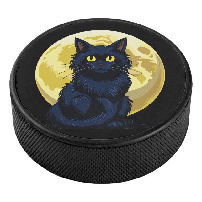 Disco De Hockey Gato negro enojado (3/4)