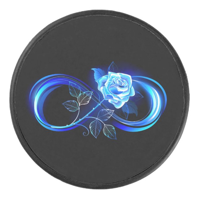 Disco De Hockey Glowing infinity with blue rose (Anverso)