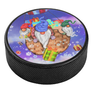 Disco De Hockey Gnomes navidades vuelan en globo y dan regalos
