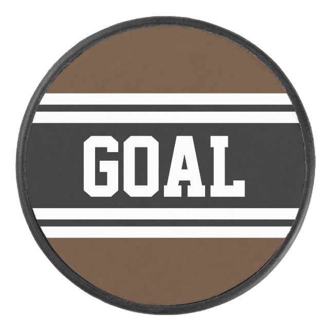Disco De Hockey GOAL Bold Sporty Brown Black Carreras Stripes (Anverso)