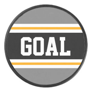 Disco De Hockey GOL negrita Gris Black Yellow Athletic Stripes