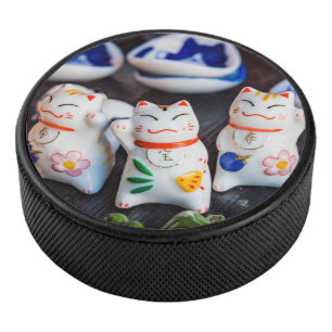 Disco De Hockey Grabando figuras de gatos