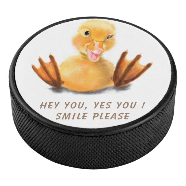 Disco De Hockey Graciosa broma de hockey con feliz pato amarillo - (3/4)