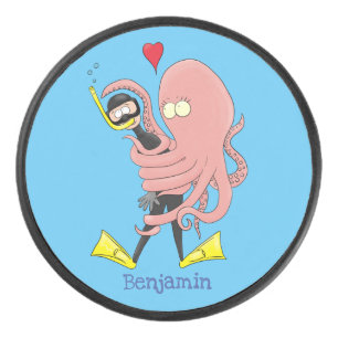 Disco De Hockey Gracioso pulpo abrazos buceo humor personalizado