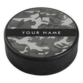 Disco De Hockey Gray Camouflage Pattern, Your name, Personalize