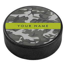 Disco De Hockey Gray Camouflage Pattern, Your name, Personalize