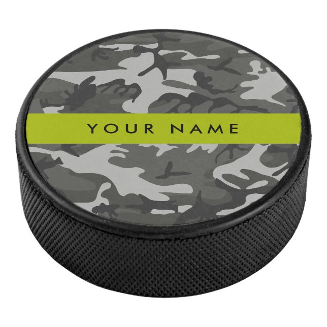 Disco De Hockey Gray Camouflage Pattern, Your name, Personalize (3/4)