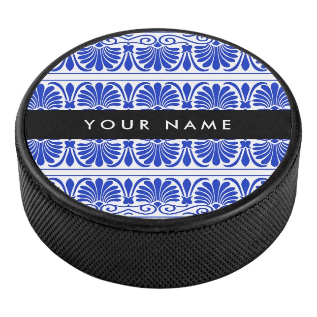 Disco De Hockey Griego Fret Arabesque Blue, Tu Nombre, Personaliza (3/4)