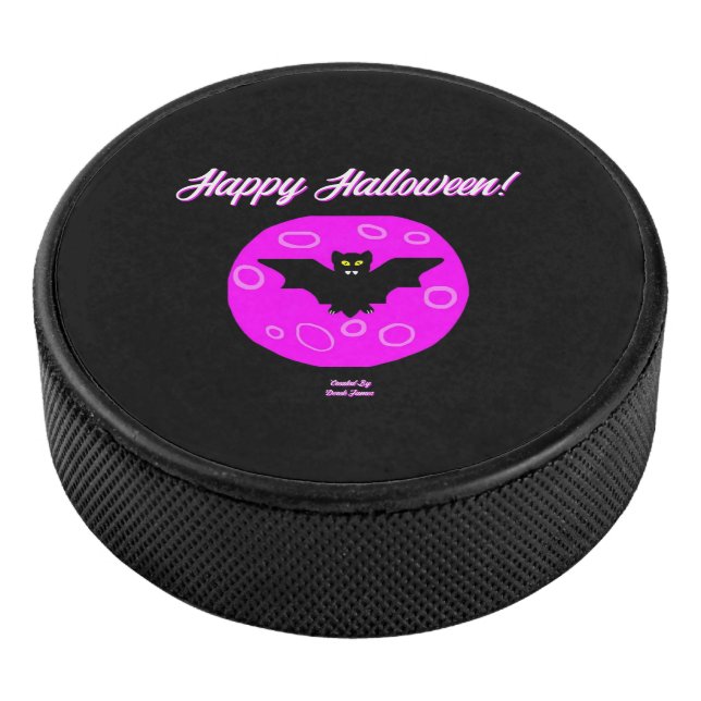 Disco De Hockey Halloween Bat Hockey Puck (3/4)