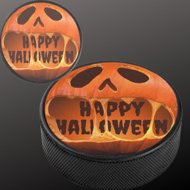 Disco De Hockey Halloween de calabaza de Jack o'lantern (Subido por el creador)