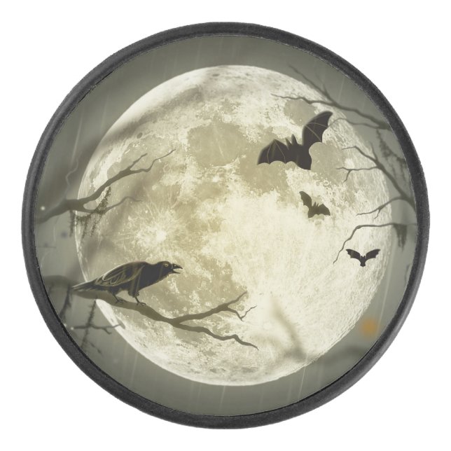 Disco De Hockey Halloween Moon Spooky Crows (Anverso)
