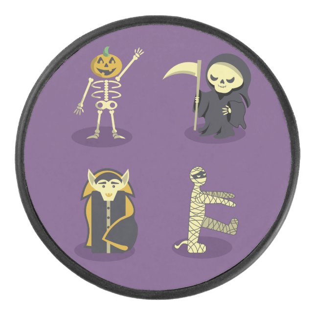 Disco De Hockey Halloween Skeleton Dracula Mummy Grim Reaper (Anverso)
