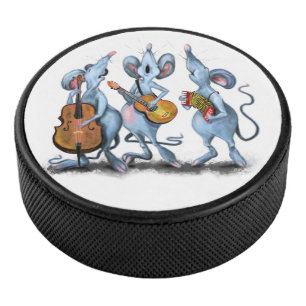 Disco De Hockey Happy Mouse Music Band Fun Hockey Puck