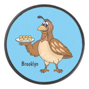 Disco De Hockey Happy quail with eggs cartoon