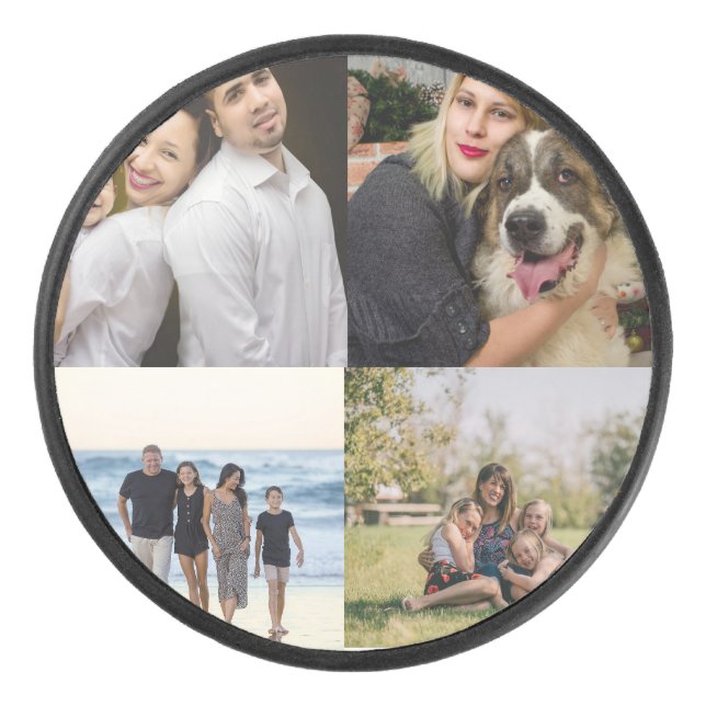 Disco De Hockey Haz tu propio Collage de fotos de 4 (Anverso)