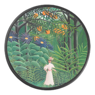 Disco De Hockey Henri Rousseau - Mujer caminando en un bosque exót