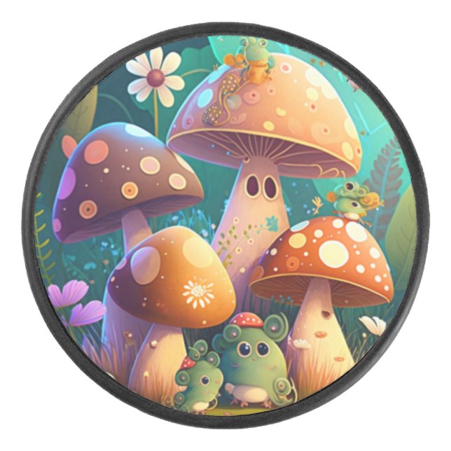 Disco De Hockey Hermosas setas verdes adorables para bebés (Anverso)