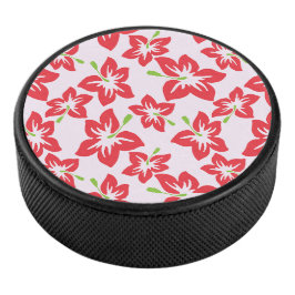 Disco De Hockey Hibisco Rojo, Flores Rojas, Patrón De Flores