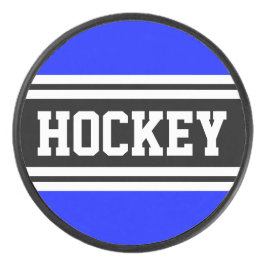 Disco De Hockey HOCKEY Rayas de Carreras blanca azul brillante