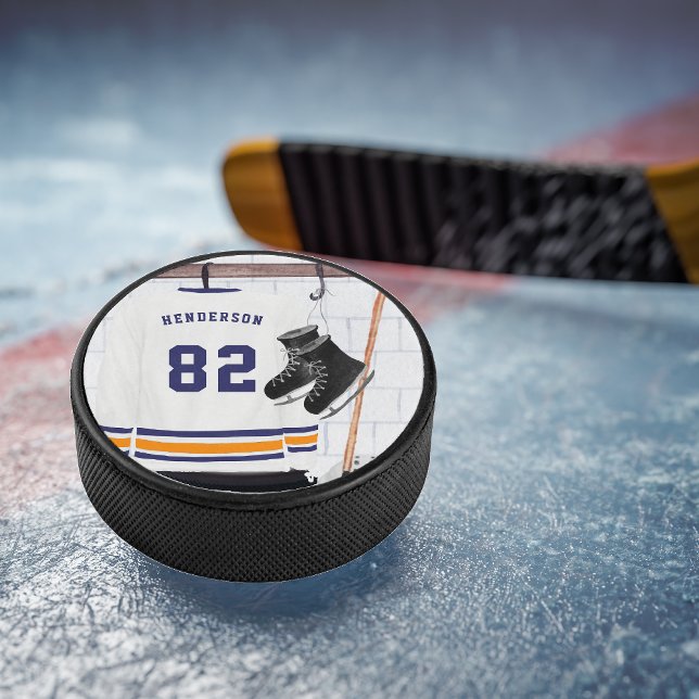 Disco De Hockey Hockey sobre hielo azul y Naranja | Monograma Jers (Subido por el creador)