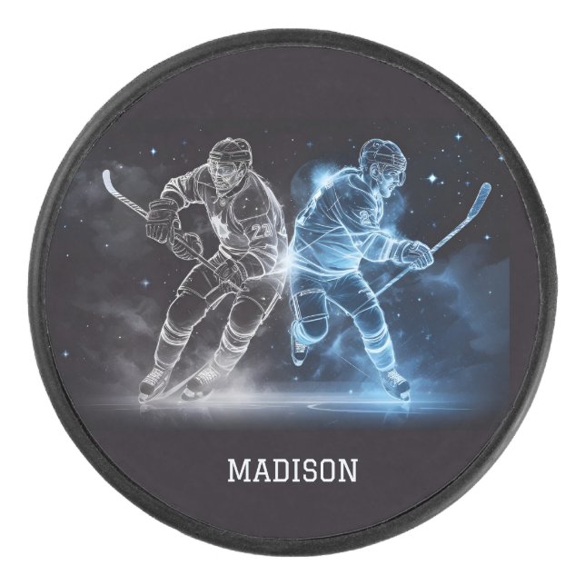 Disco De Hockey Hockey sobre hielo de nombre personalizado (Anverso)