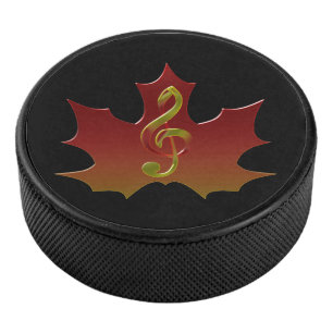 Disco De Hockey Hoja de arce roja en armonía de color otoño