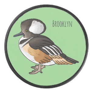 Disco De Hockey Hooded merganser bird cartoon illustration