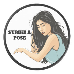 DISCO DE HOCKEY "HUELGA UN POSTE", SEÑORA ASIÁTICA