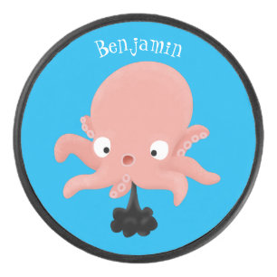 Disco De Hockey Humor de personalizado de pulpo de bebé de color r