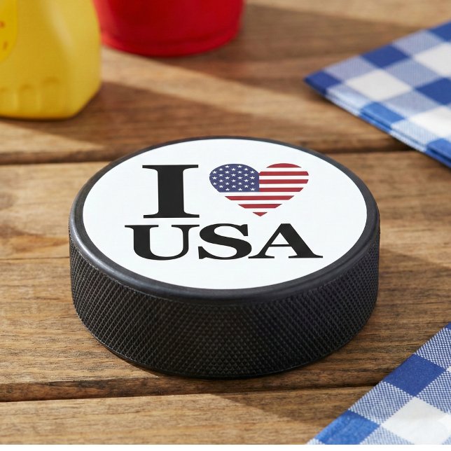 DISCO DE HOCKEY "I ❤️ USA" (Face-Off with Freedom.)