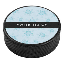 Disco De Hockey Ice Blue Snowflakes, su nombre, Personalice