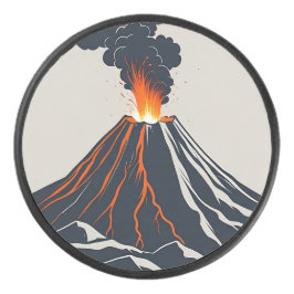 Disco De Hockey Ilustracion de arte moderno del volcán en erupción