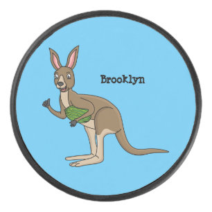 Disco De Hockey Ilustracion de canguro australiano bastante feliz