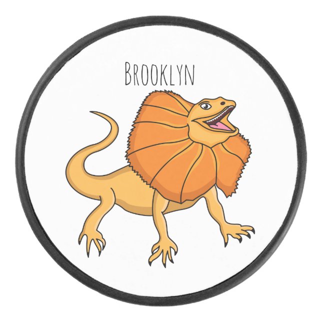 Disco De Hockey Ilustración de dibujos animados de lagarto de cuel (Anverso)