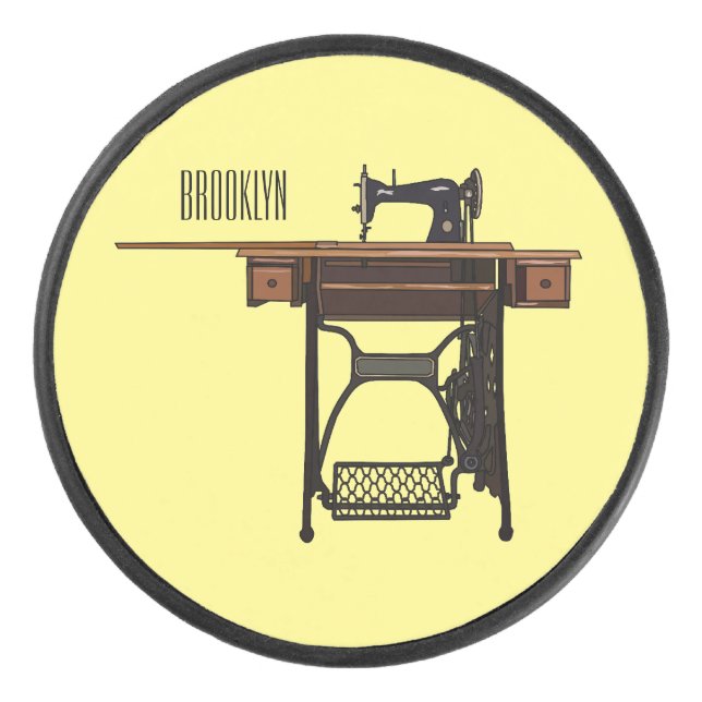 Disco De Hockey Ilustracion de máquina de coser personalizado (Anverso)