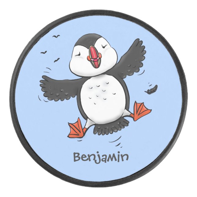 Disco De Hockey Ilustracion de personalizado azul del ataúd flotan (Anverso)