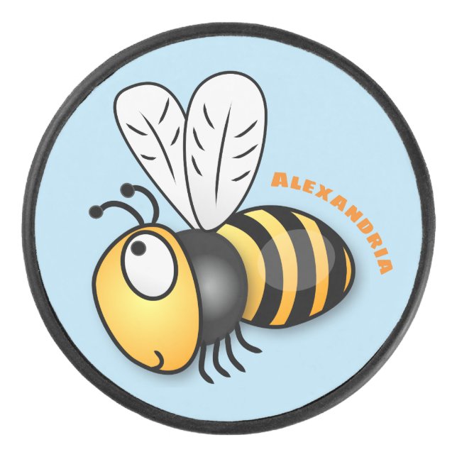 Disco De Hockey Ilustracion de personalizado de abejas alegres (Anverso)