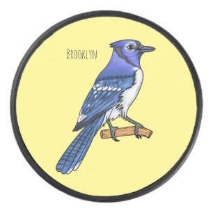 Disco De Hockey Ilustracion de personalizado de ave azul jay