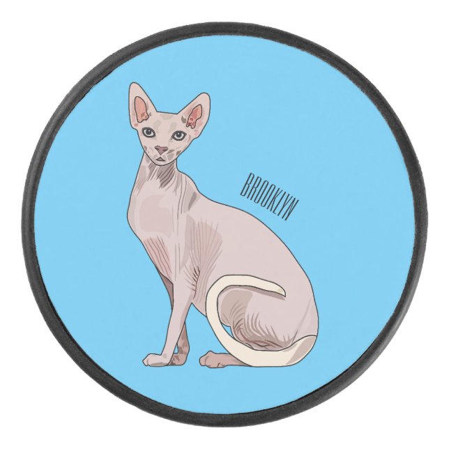 Disco De Hockey Ilustracion de personalizado de gatos Sfinx (Anverso)