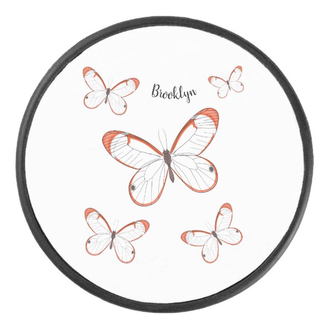Disco De Hockey Ilustracion de personalizado de mariposa de vidrio (Anverso)