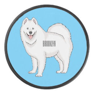Disco De Hockey Ilustracion de personalizado de perro de Samoyed