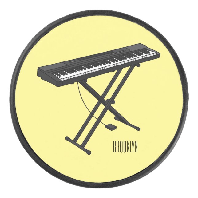 Disco De Hockey Ilustracion de piano personalizado de teclado (Anverso)