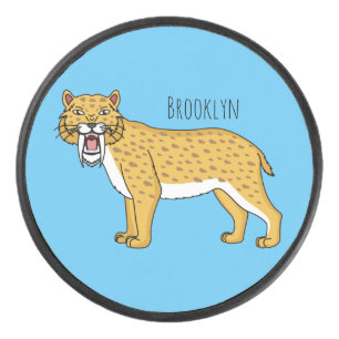 Disco De Hockey Ilustracion de tigre con dientes de saber