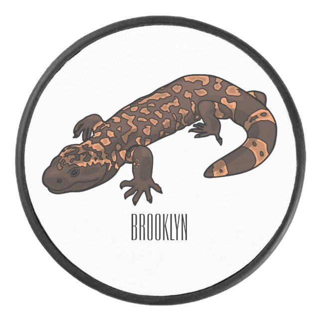 Disco De Hockey Ilustracion monstruo personalizado Gila (Anverso)