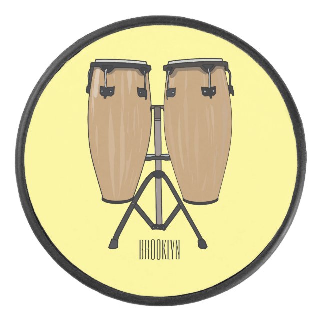 Disco De Hockey Ilustracion personalizado Bongo drum (Anverso)