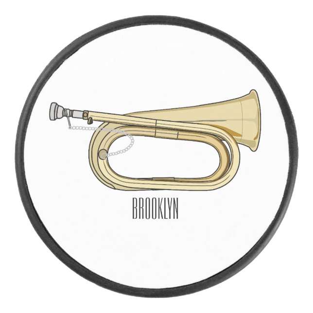 Disco De Hockey Ilustracion personalizado Bugle (Anverso)