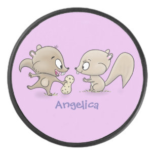 Disco De Hockey Ilustracion personalizado de ardillas graciosas