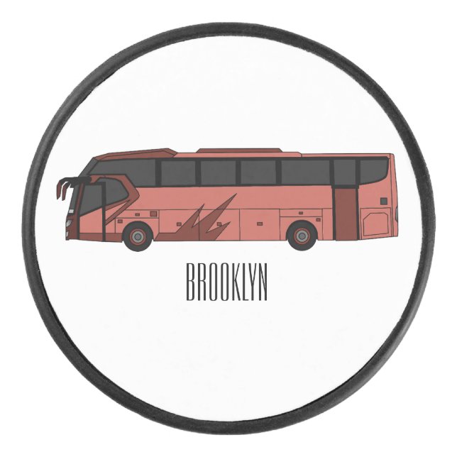 Disco De Hockey Ilustracion personalizado de autobús (Anverso)